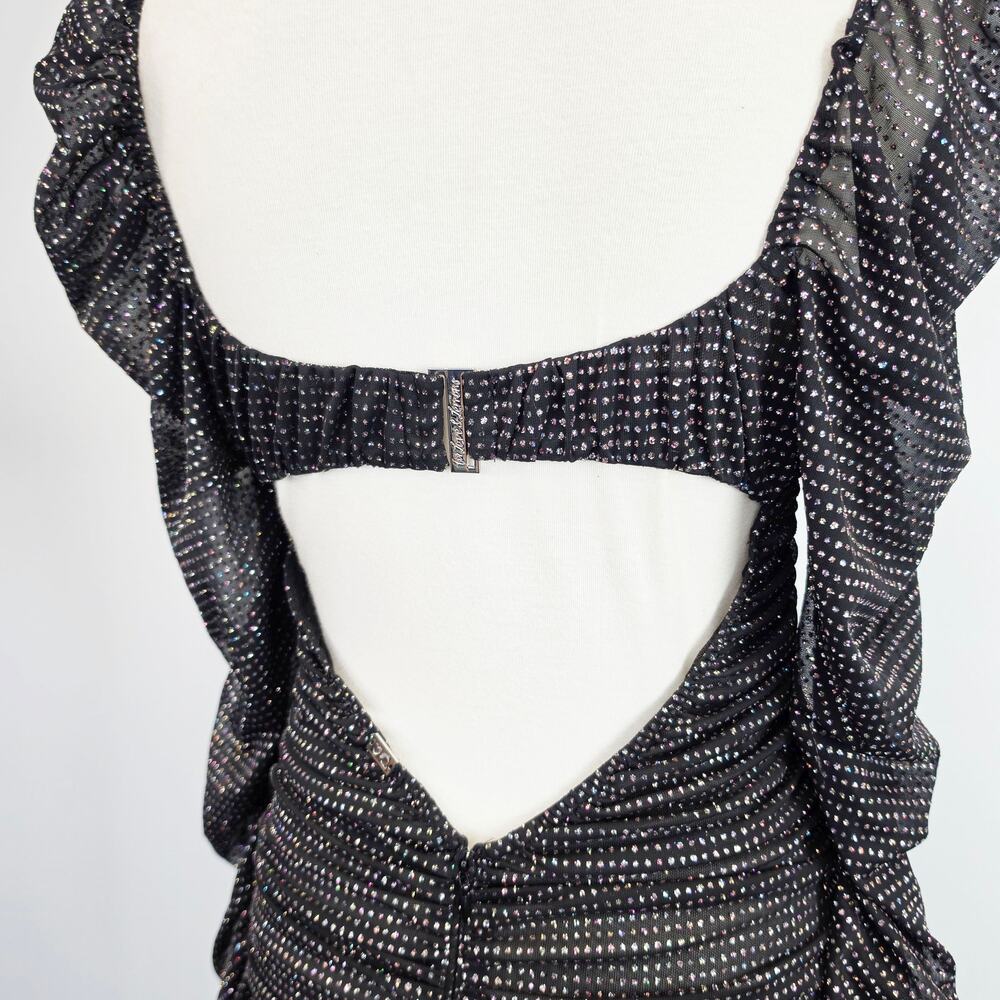 For Love & Lemons All That Glitters Bodycon Rhinestone Ruched Mini Dress S - Picture 6 of 11